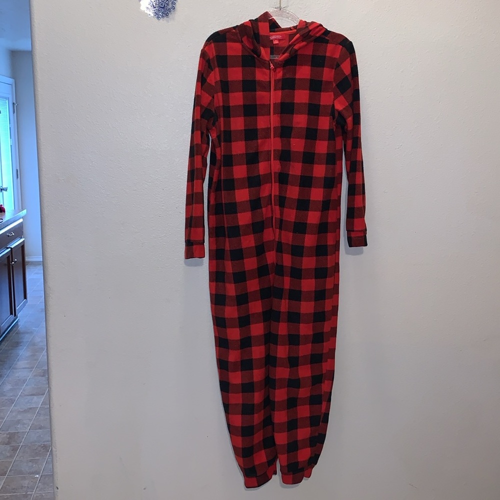 Holiday home red plaid winter matching one piece pajamas onesie